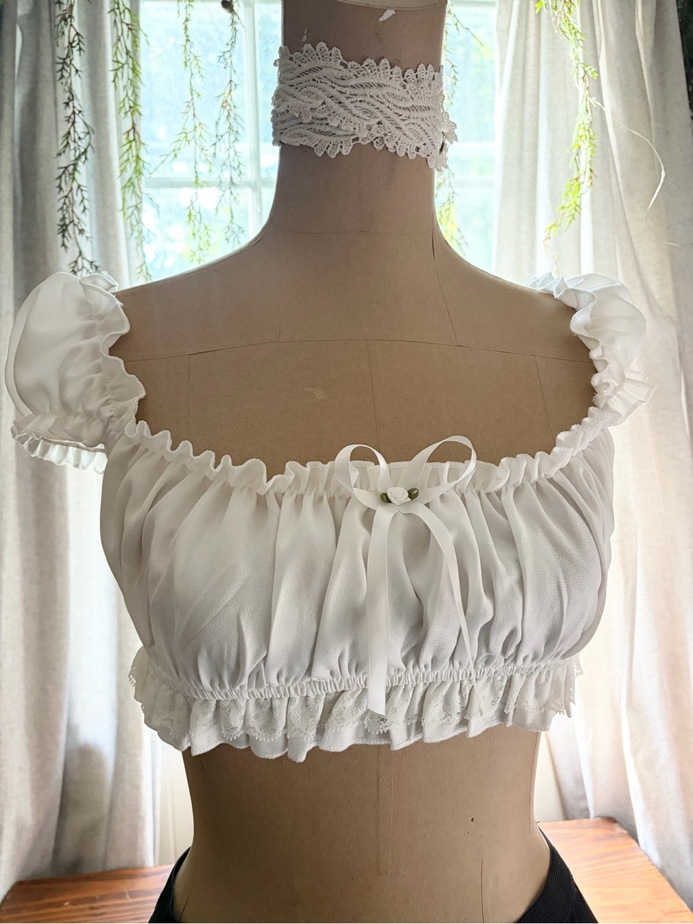 White Ruffled Crop Top - Picture 7 of 10
